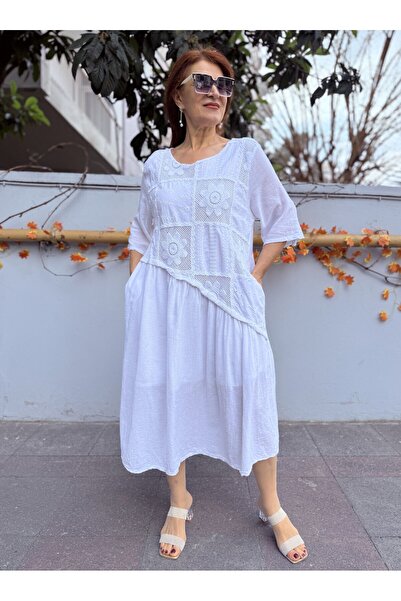 DenizEge Italian Lace Dress White