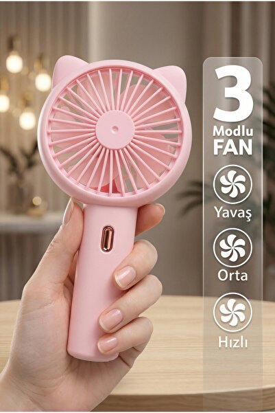Thundara 3 Kademeli Şarjlı El Fanı Taşınabilir Masaüstü Seyahat Mini Vantilat...