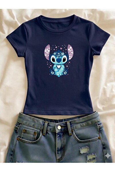 Vordevia تي شيرت مطبوع من الليكرا بقصة ضيقة وأكمام قصيرة وياقة دائرية