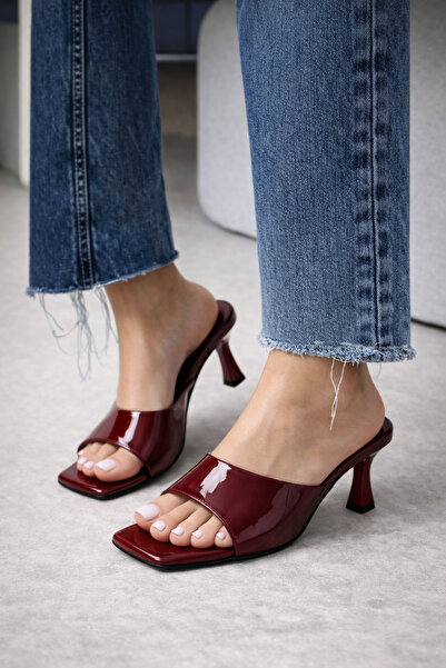 BZC AYAKKABI Women's Patent Leather Medium-Heel Comfortable Slippers