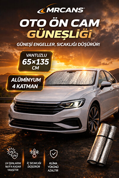mrcans Αλουμινένιο σκίαστρο παρμπρίζ αυτοκινήτου 65x135 εκ. με βεντούζα, προσ...