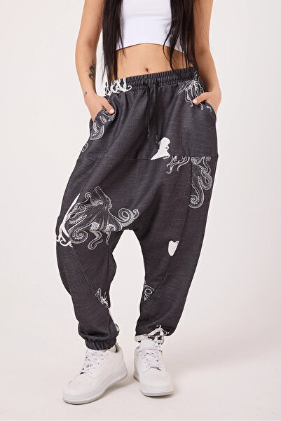 SUPERBLUE Women's Street Style Printed Sports Baggy Pants