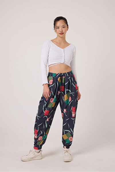 SUPERBLUE Kadın Sokak Tarzı Baskılı Bürümcük Spor Şalvar Pantolon