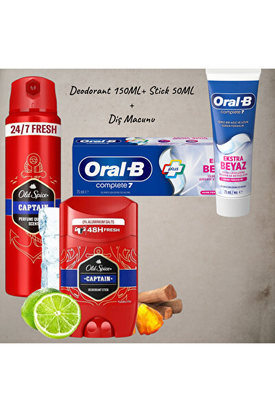 Old Spice Sprey Deodorant Captain 150 ml + Stick Deodorant Captain, Anti-Pers...