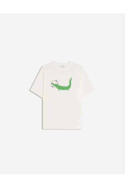 Disante Дамска тениска с крокодилски принт, кръгло деколте, овърсайз, модерна