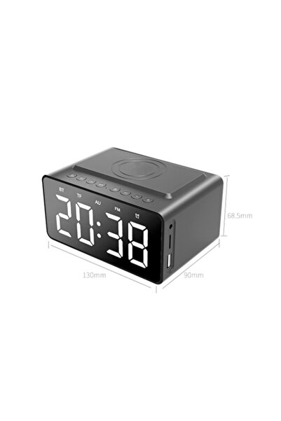 DLC ساعة منبه رقمية 32906 مع مرآة، ومكبر صوت بلوتوث، ومدخل إضافي