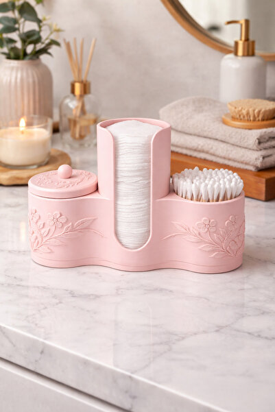 Arvella Studio Çok Amaçlı Pamuk & Kulak Çubuğu Organizeri, Dekoratif Banyo Dü...