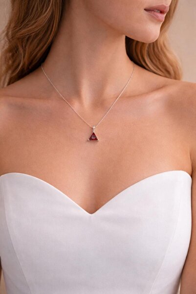 Natural Jewelleryy 925 AYAR YAKUT TAŞLI GÜMÜŞ KOLYE 14 AYAR ALTIN KAPLAMA PIR...