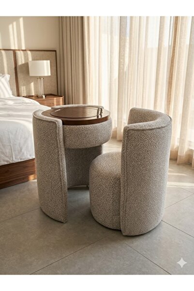 table Modern Small Space Dressing Table – Hidden Vanity Desk with Upholstered...