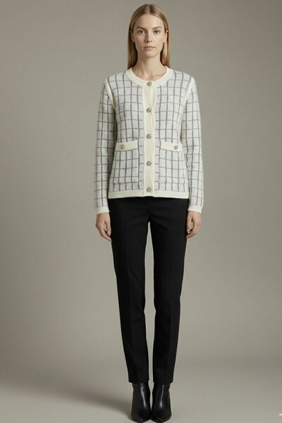 FTZ WOMEN Women's Sim Detailed Beard Cardigan Ecru 20962