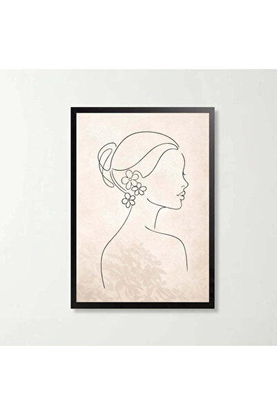 OEM Tablou decorativ line art cu silueta feminina, 21 x 29.7 cm, rama neagra