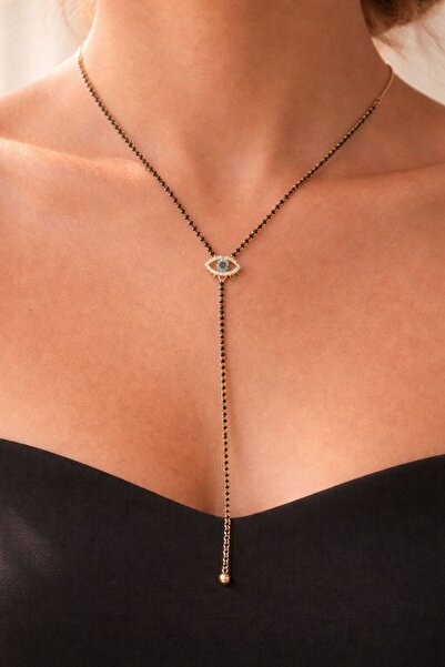 BESTYSO Long Luxury Necklace with Gold Eye Detail