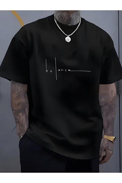 gencerco Tricou supradimensionat premium cu imprimeu Balance Horizontal Design