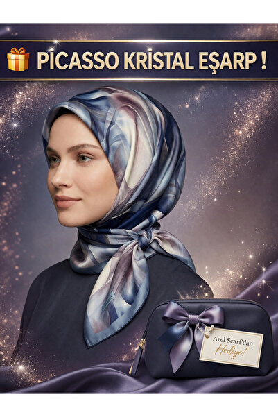 Picasso وشاح كريستالي بمظهر حريري – تصميم أنيق من التويل 90×90