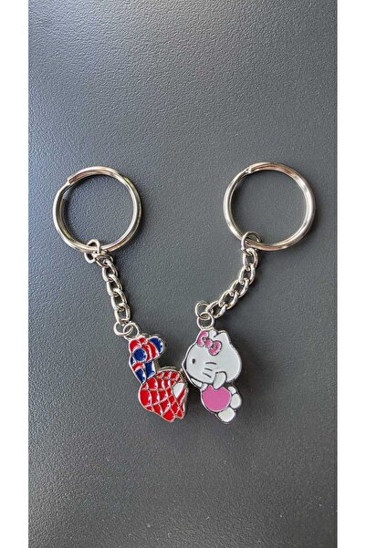 Corvus kolye&bileklik Hello Kitty Ve Spider-Man Mıknatıslı Romantik Çift Meta...