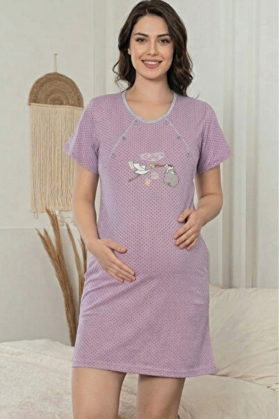 embody Maternity Nightdress cotton, nursing opening Purple 379