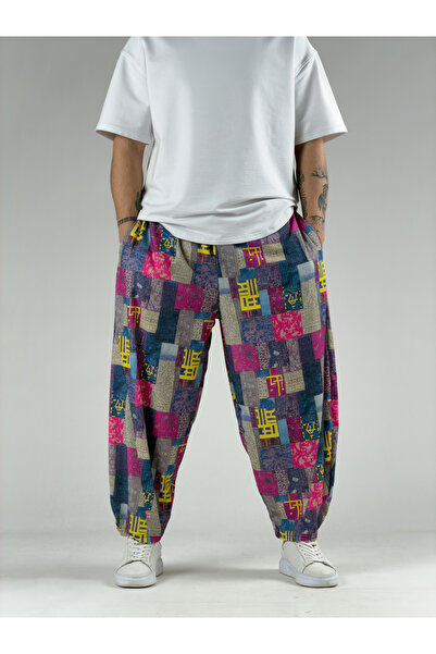 COCOPELLI Ethnic Chinese Men's Patchwork Oversize Pants Coc3054