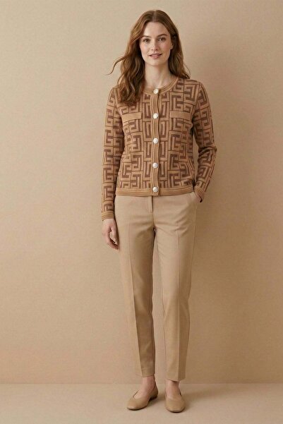 FTZ WOMEN Women's Patterned Cardigan Biscuit 20932