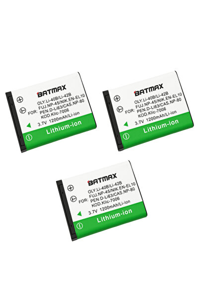 Batmax 3x Battery for Olympus LI-42B 1200 mAh