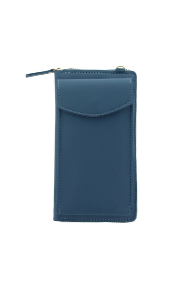 OEM Universal phone case, wallet type, with adjustable shoulder strap - Blue