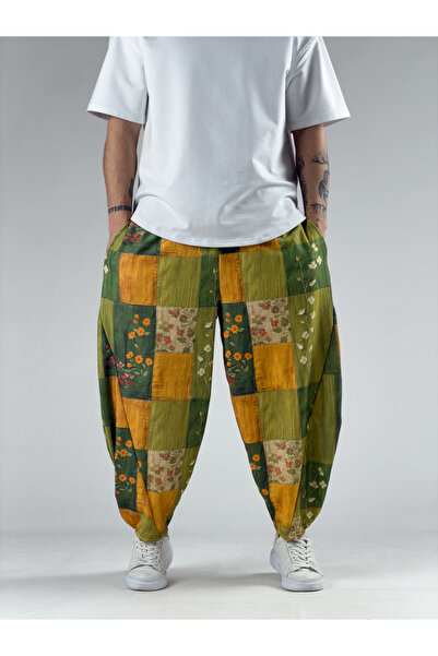 COCOPELLI Etnik Rose Men's Patchwork Oversize Pants Coc3040