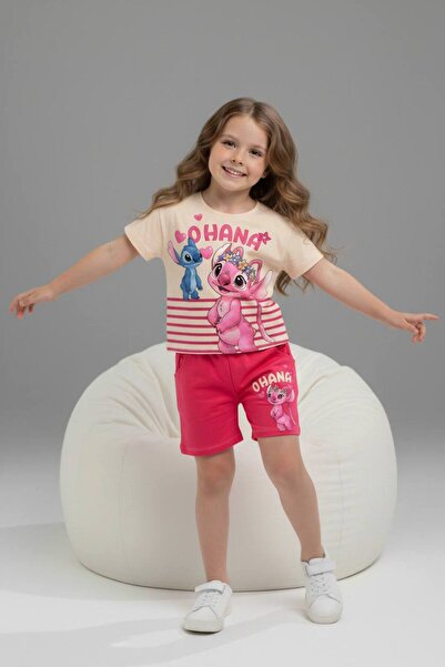 Yağmur Giyim PJKSKT Κοριτσίστικο κοντομάνικο σετ με σορτς με σχέδιο 6572