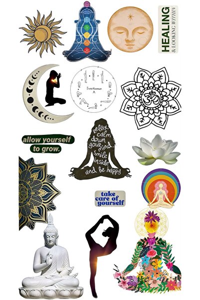 Limitless Design مجموعة ملصقات اليوغا والتأمل مقاس 22×30 سم - تصاميم ماندالا،...