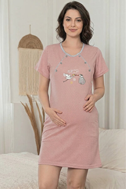 embody Maternity Nightdress cotton, nursing opening dusty pink 379