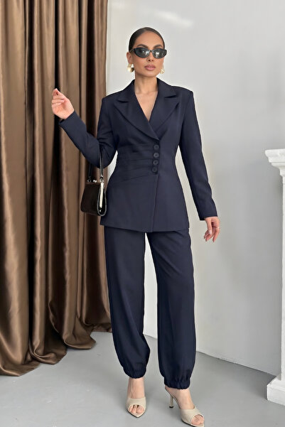 spirituel Жіночий комплект із двох предметів: піджак та штани, з драпірованою...