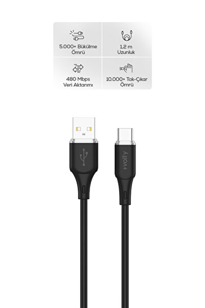 Xenon Smart USB-A to Type-C Hızlı Şarj Kablosu | 15W QC 3.0, 480Mbps, 1.2m, D...