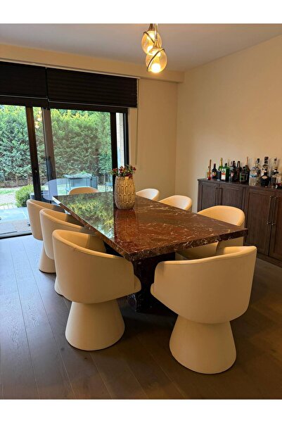 adomarmarblehandmadeandluxury Rosso Levanto Yemek Masası, 230x100 Kenar 5cm