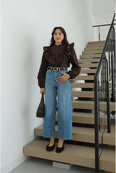 Havoş Mavi Culotte High Waist Belted Jean