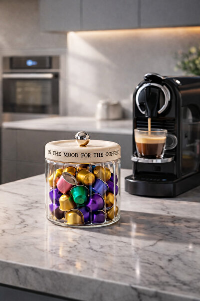 Paşabahçe Cam Kahve Kapsül Organizer, Şeffaf, Modern Kapaklı Çok Amaçlı Sakla...