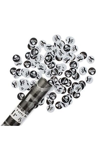 OEM Party Popper with Black and White Confetti Mr & Mrs 38 cm