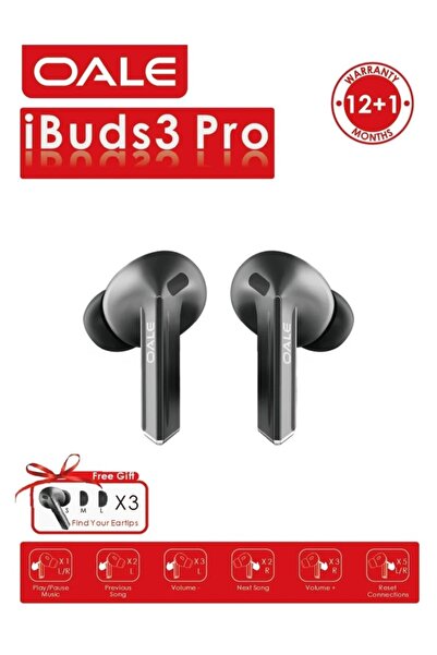 OALE سماعات أذن لاسلكية حقيقية iBuds3 Pro، بلوتوث 5.4، إلغاء الضوضاء ENC، مكا...
