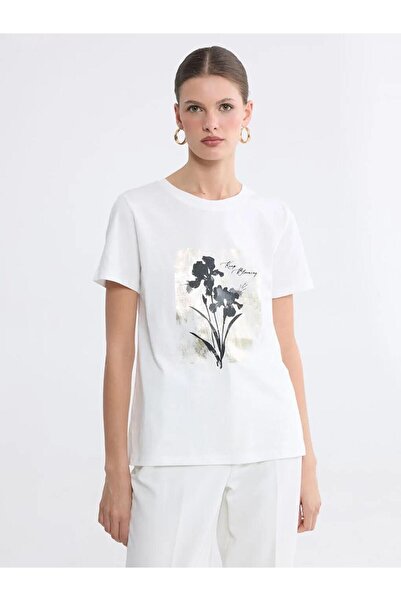 LC Waikiki Tricou de damă cu imprimeu și guler rotund (S6)