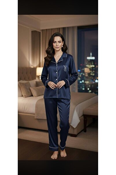 SATTENS Silky Satin Women's Pyjamas Set Straight Pattern Biased Pyjamas Dower...