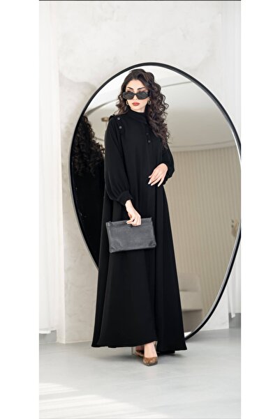 Ratan عبايه قماش انتر نت نص كلوش كم كبك على فوق الكتف كلاسيكي