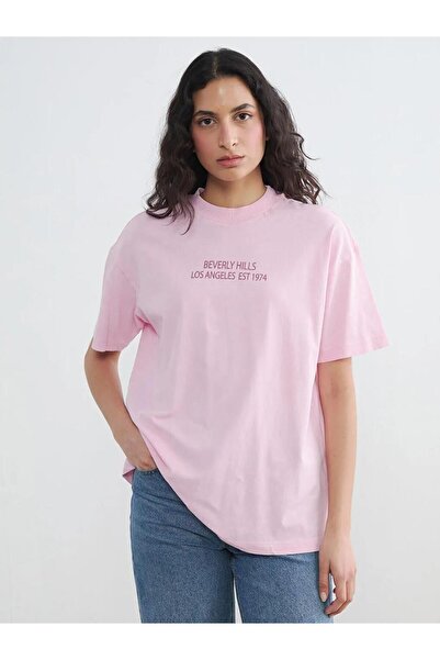 LC Waikiki Γυναικείο μπλουζάκι με στάμπα και λαιμόκοψη ποδηλάτου (S6)