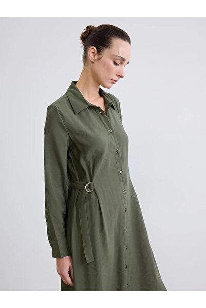 LC Waikiki Φόρεμα πουκάμισο με λεπτομέρεια ζώνης από μείγμα μοντάλ (S6)