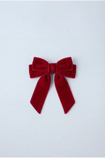 Magu Agrafă de păr din bumbac cu fundă roșie pentru fete - Dimensiune mare