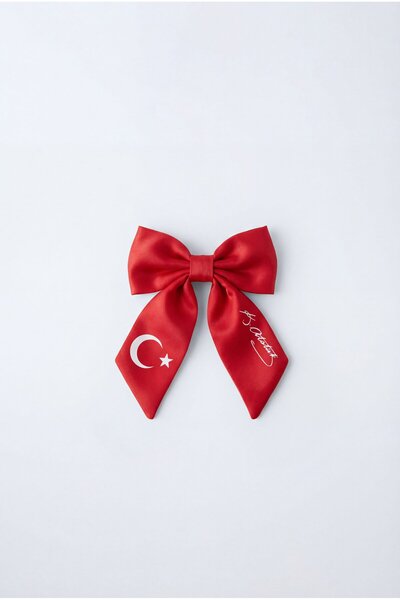 Magu Agrafă de păr cu fundă roșie cu steagul turcesc pentru fete - Semnată de...