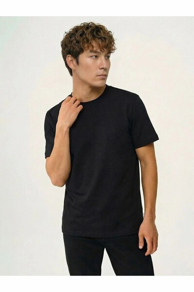 Loft Мъжка черна тениска Lf 2042724 Off White M Tss LF2042724-Blk