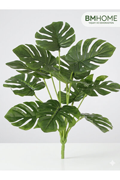BMHOUSE Gerçekçi Dokulu Büyük Yapay Monstera Gür Yaprak Büyük Dekoratif Çiçek...