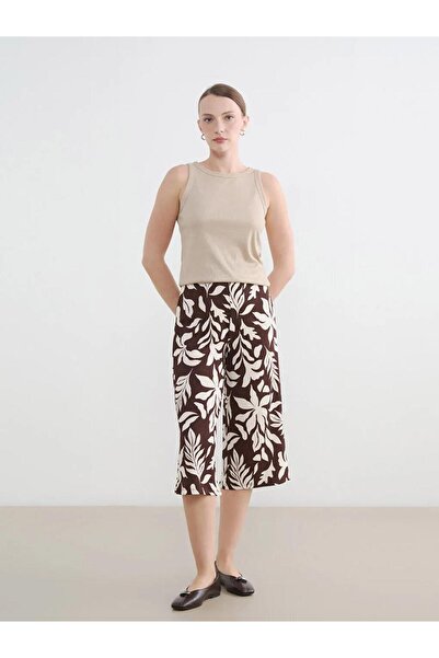 LC Waikiki Γυναικείο καπρί με λάστιχο στη μέση και λουλουδάτο σχέδιο (S6)