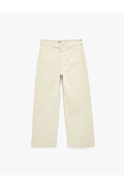 Koton High Waist Comfortable Fit Wide Leg Pants with Pocket Detail - Culotte ...