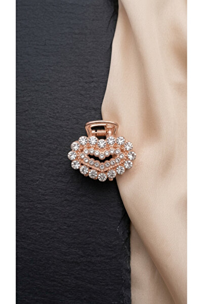 Universal Rose Gold Kristal Taşlı Şık Saç Tokası - Parlak Işıltılı Toka - Zar...