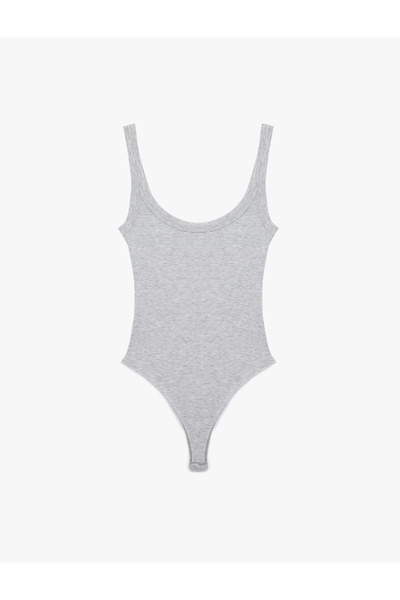 Koton Slim Fit Kolsuz U Yaka Çıt Çıt Detaylı Body