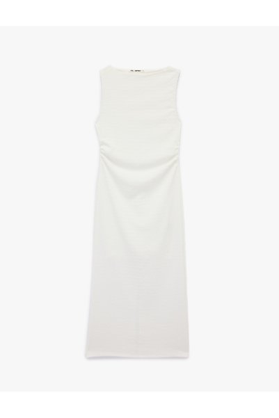 Koton Bürümcük Kolsuz Dik Yaka Midi Bodycon Elbise