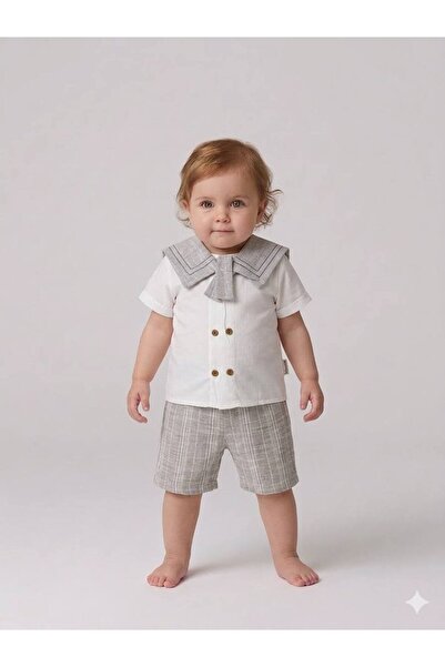 Leni Kids Sailor Collar Baby Kids Shirt Shorts 2-Piece Set